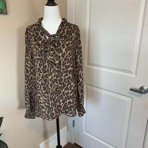 Banana republic, button down, animal print blouse, medium